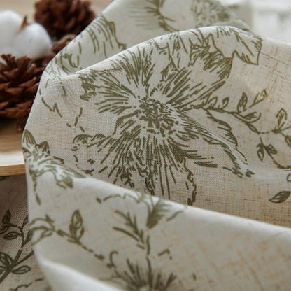 jinchan Green Floral Linen Kitchen Tier Curtains and Valance Set 3 Pieces - color: Alice | Green on Linen, size: 26"W x 24"L (Pack of 3)