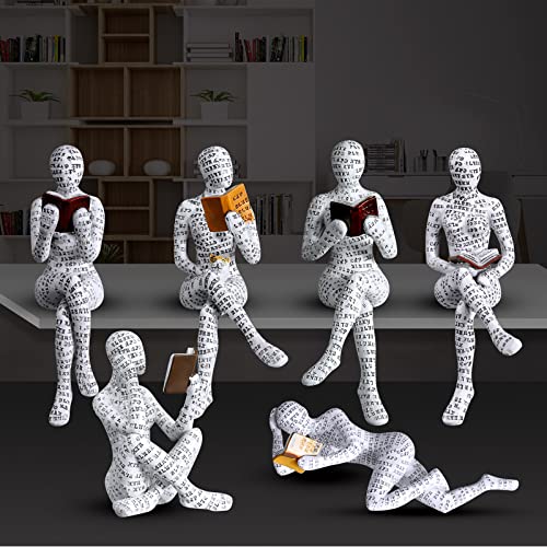 Reading Lady Statue, Lady Statue Decorative Female Figurine Thinker Statue Aesthetic Sculpture for Room Decor, Bookshelf, Desk, Modern Abstract Decor (F) - style: F