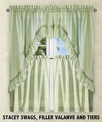Ellis Curtain Stacey 54-by-13 Inch Ruffled Filler Valance (Sage) - color: Sage
