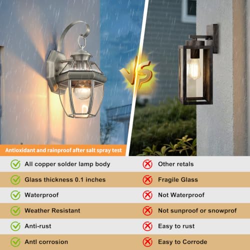 Solid Brass Outdoor Wall Light Fixtures, 12.6" - color: Brushed Nickel - 1 Pack, size: 12.6 inch