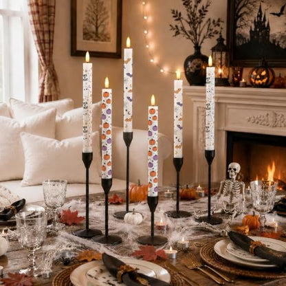 Cute Halloween Decor Indoor, Halloween Flameless Taper Ghost Candles, 6Pc