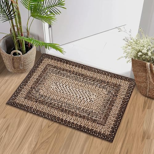 RUGSREAL Entryway Rug 2x3 Small Bedroom Washable Rus with Rubber Backing - color: Brown, size: 2' x 3' (Rectangular)