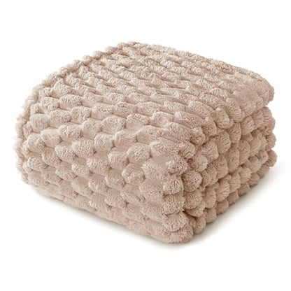 Whale Flotilla Soft 3D Jacquard Fleece Throw Blanket for Couch & Bed, Camel - color: Camel, size: Throw(50x60 Inch)