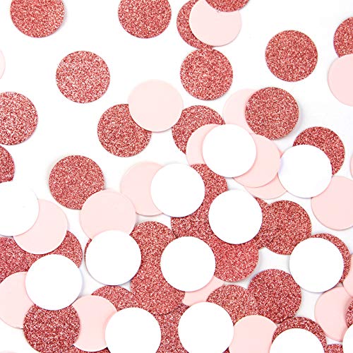 Rose-gold Pink-white Party Decorations Confetti - 300pcs Mothers Valentines Day Wedding Baby Bridal Shower Girl Birthday Party Glitter Paper decor Table Decoration Bachelorette Engagement Decor - color: Rose Gold Pink White Dots