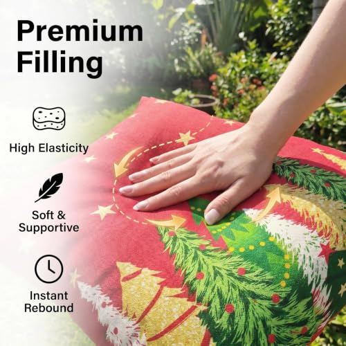 JMGBird Christmas Tree Outdoor Pillow Covers 18x18 Inch, Set of 2, Red, with Pillow Inserts Included - color: Paisley, size: 18" x 18" (Pack of 2)