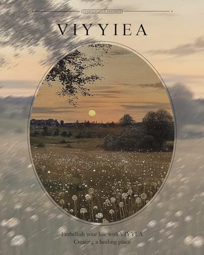 VIYYIEA Gold Framed Meadow Landscape Wall Art Canvas Painting, 13×16 Inch - color: Sunset Meadow Landscape, size: 16"L x 13"W
