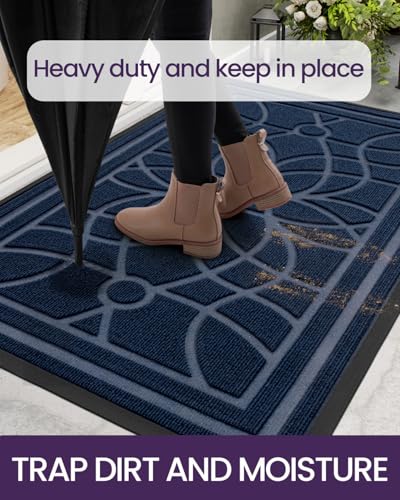 DEXI Front Door Mat Outside Entrance 4x6, Heavy Duty Non Slip, Blue - color: Blue, size: 48" X 72" (Rectangular)