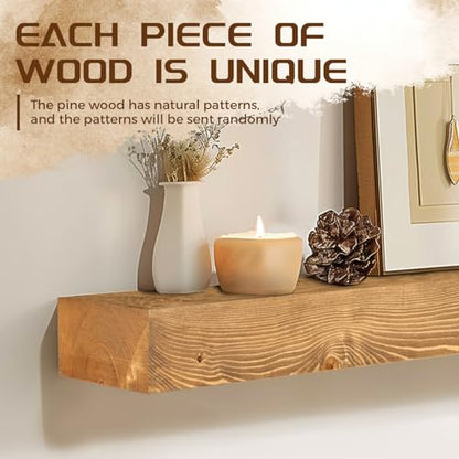72x7x3in Solid Pine Wood Fireplace Mantel, Natural Wood - color: Natural Wood, size: 72x3x7-solid