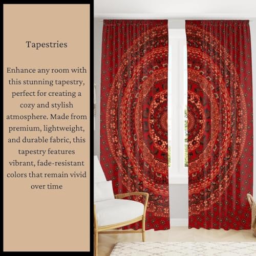 Bless International-Cotton-Blockbuster-Handmade-Mandala-Tapestry - color: Blockbuster, size: 90"L x 84"W