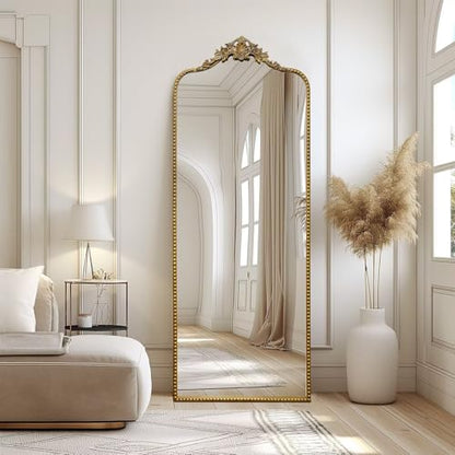 Growsun 75''x30'' Arched Antique Full Length Floor Mirror w/Stand - size: 75"L x 30"W