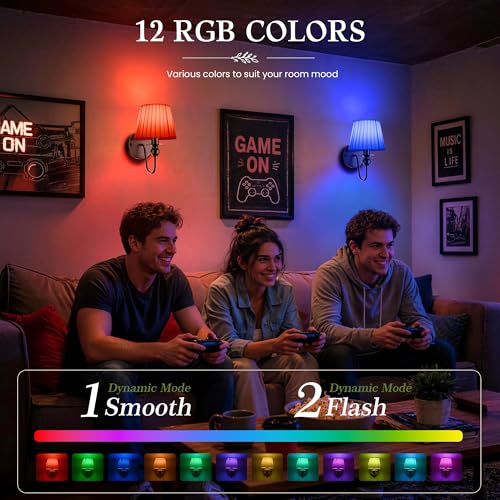 6000mAh Battery Operated Wall Sconces Set of 2, Black, 10.6 Inch - color: Black