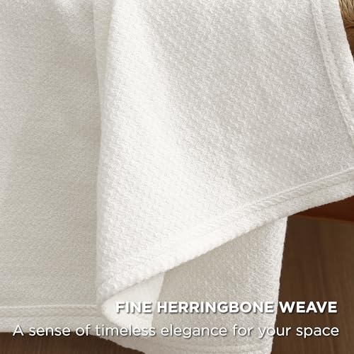 Bedsure 100% Cotton Blanket, Herringbone Weave, Twin-XL, White - color: 02 - White, size: Twin XL