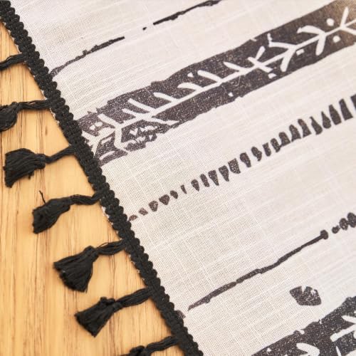 Black Boho Curtains for Living Room with Tassel 63 Inch 2 Panels - color: T-black, size: 52"W x 63"L (Pack of 2)