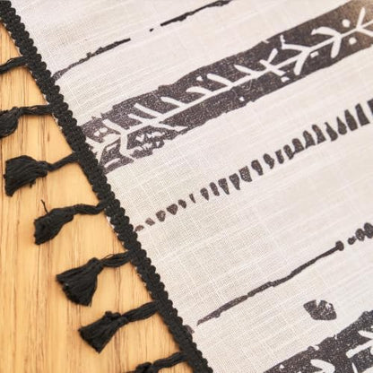 Black Boho Curtains for Living Room with Tassel 72 Inch 2 Panels - color: T-black, size: 52"W x 72"L (Pack of 2)