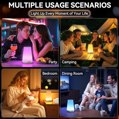 Auxmir Rechargeable Night Light, Touch Table Lamp with Remote, Silver - color: Silver