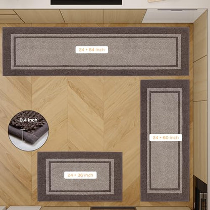 anllugs Kitchen Rugs 24" x 84", Non-Slip Runner Rugs, Beige & Grayish Brown - color: Beige & Grayish Brown, size: 24" X 84"