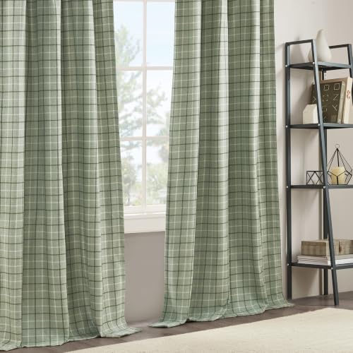 Madison Park Plaid Window Curtain Thermal Insulated, 1 Panel, 50x63 Green - color: Rod Pocket & Back Tab, Green, size: 50"W x 63"L (Pack of 1)