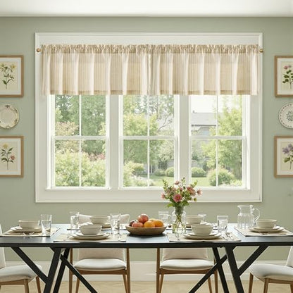 jinchan Linen Boxter Stripe Valances for Window 50 x 16 inch,Beige,1 Panel - color: Boxter Stripe | Beige on Linen, size: 50"W x 16"L (Pack of 1)