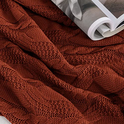 Aormenzy Red Brown Knit Throw Blanket, 50" x 60" - color: Red Brown, size: 50" x 60"