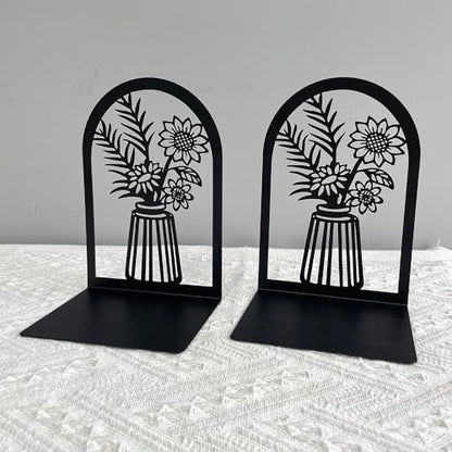 3Pairs Vase Flower Hollow Iron Bookends - color: 3pc Style B