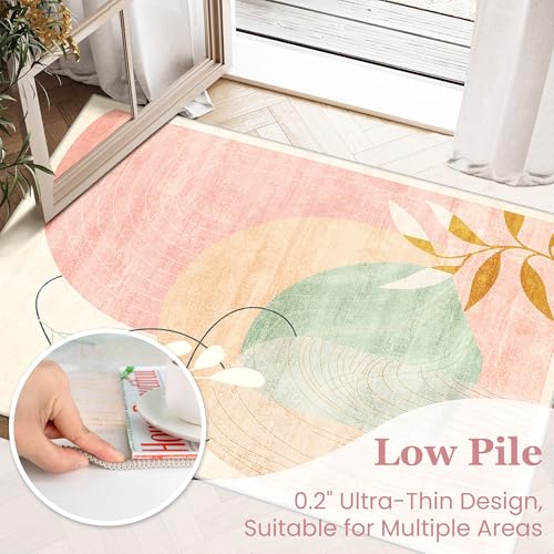 MUJOO 5x7 Area Rugs Washable Low Pile Non Slip Mid Century Modern Large - color: Pink（modern）, size: 5' x 7' (Rectangular)