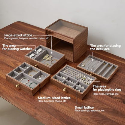 Black Walnut Jewelry Organizer, 4 Layer - size: 4 Layer