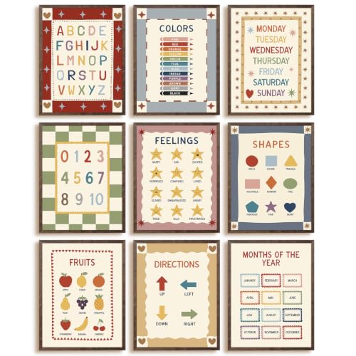 Educational Playroom Wall Art Decor Toddler Learning Posters 8x10 Unframed - color: Nursery Learning Prints, size: 8x10 Inch No Frame