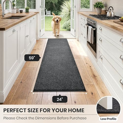 PURRUGS Hallway Runner Rug, 24" x 59", Heathered Charcoal - color: Heathered Charcoal, size: 24" X 59" (Runner)