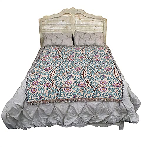 Pure Country Weavers William Morris Sweetbriar Frost Blanket - Arts & Crafts - Gift Tapestry Throw Woven from Cotton - Made in the USA (72x54) - color: Frost, size: Large