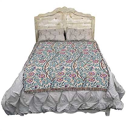 Pure Country Weavers William Morris Sweetbriar Frost Blanket - Arts & Crafts - Gift Tapestry Throw Woven from Cotton - Made in the USA (72x54) - color: Frost, size: Large