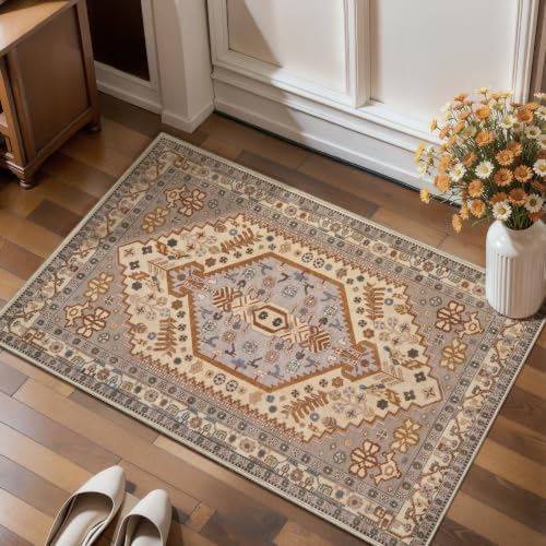 Ciicool 2x3ft Small Area Rug,Washable Boho Thin Mat for Entryway Kitchen - color: Taupe/Multi, size: 2' X 3' (Rectangular)