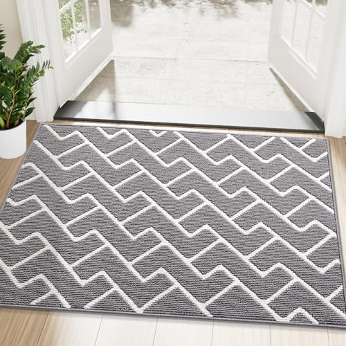 OLANLY Front Door Mat 48x32, Low-Profile Easy Clean Doormat, Grey - color: Grey, size: 48" X 32"