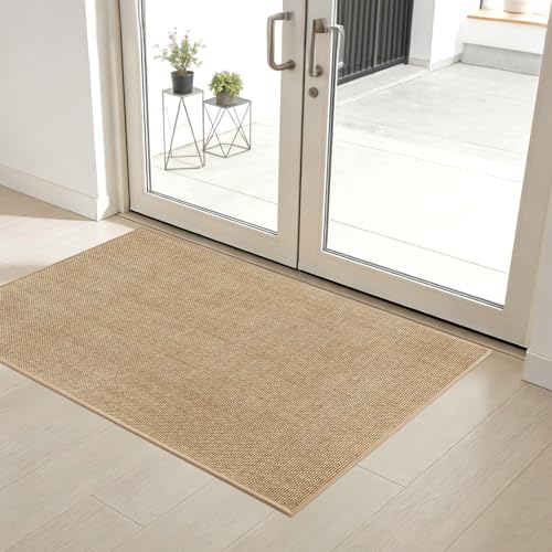SMILOOL Front Door Mat Indoor Entrance, 32" x 48" Non-Slip Inside Door Mats for Entryway, Dirt Resistant and Absorbent Washable Doormat, Low Profile Entry Way Doormats, Floor Mats for House, Beige - color: Beige, size: 32x48 inch