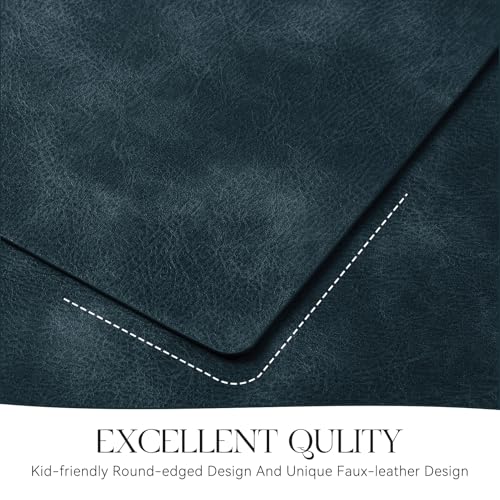 MOSAYT Vinyl Faux Leather Placemats, Set of 6, Navy Blue - color: Navy Blue