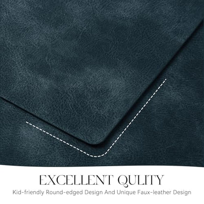 MOSAYT Vinyl Faux Leather Placemats, Set of 6, Navy Blue - color: Navy Blue