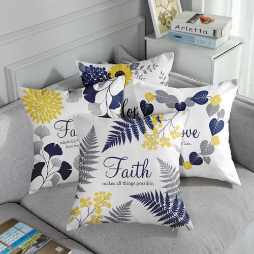 Throw Pillow Covers, Floral Sunflower, Set of 4, 18"x18" - color: Botanical Floral