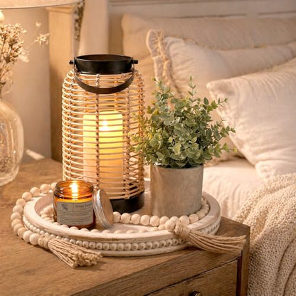 Novabright 6 Pcs Farmhouse Lantern Decor Set Candle Lanterns Rustic Bobo - style: Rustic Bobo