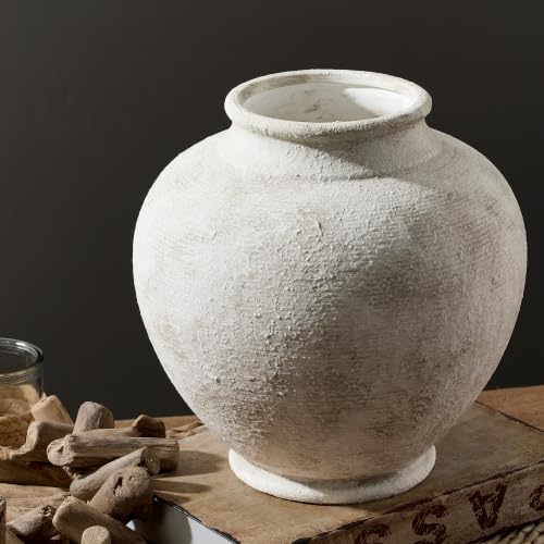 Ceramic Large Vase, Flower Rustic Vase Farmhouse Decorative Big Vases Floral Pottery Vases for Home Decor Table Living Room Entryway Mantel Bedroom Bathroom Kitchen - 9.6" D - color: 10x10 - D