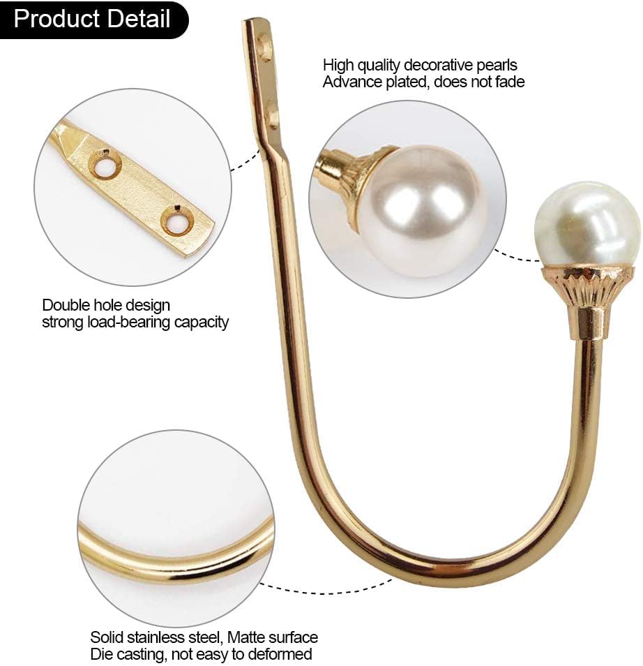 COCIVIVRE 4 Pack Curtain Holdbacks Wall Mounted Curtain Tiebacks Hooks - color: Golden, size: 4 Pack