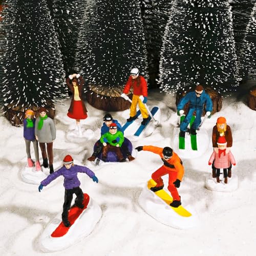Rileryan 8 PCS Miniature Christmas Village People Figurines Set - style: B