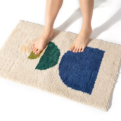 Boho Bathroom Rugs Non-Slip Abstract Bath Rugs Microfiber Cute Mat Black Washable for Tube/Washbasin/Toilet (Beige-Sunrise, 20"X32") - color: Beige-sunrise, size: 1'8" x 2'8" (Oblong)