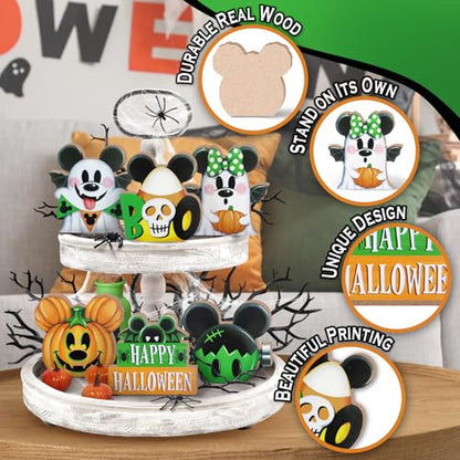 Halloween Tiered Tray Decor, Cute Green Ghost Tray Decorations - style: Halloween Ghost