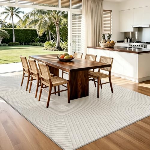 U'Artlines 5x7ft Washable Area Rug for Living Room, Beige - size: 5 x 7ft