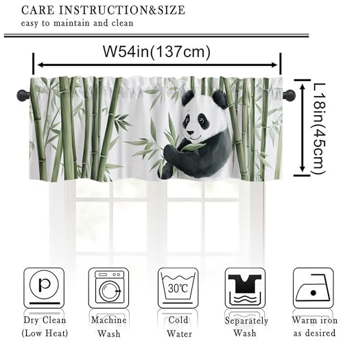 Panda Valance Curtains,Rod Pocket Valances for Windows,Small Window Treatment Valances for Kitchen,Living Room,Bedroom,Bathroom,Home Decor,18x54 Inch,1 Panel,Animal Bamboo - color: Panda01, size: 54"W x 18"L (Pack of 1)