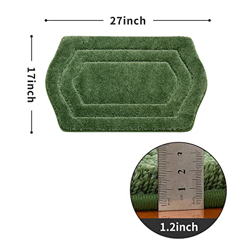 COSY HOMEER Plush Non-Slip Bath Mat, Green, 17" x 27" - color: Green, size: 17" x 27" (Oval)