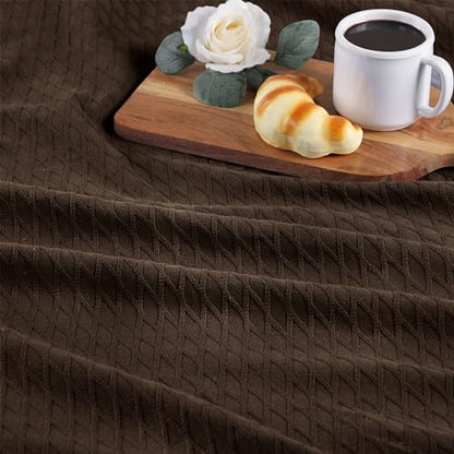 Superior Cotton Blanket, Lightweight, Breathable Bedding, Throw, Chocolate - color: Chocolate, size: Throw