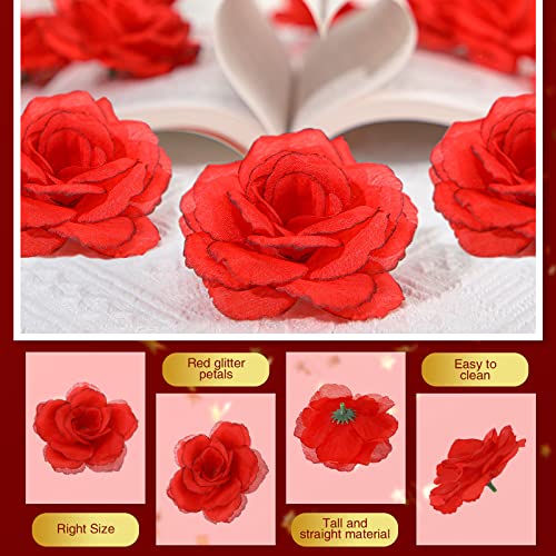 Yunlly 100 Pcs Artificial Flower for Wedding, Red - color: Red
