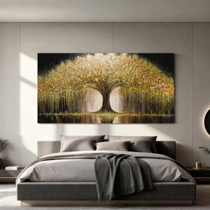 Gold Tree Wall Art Pictures 24"x48" Gold Tree Of Life Wall Art For Bedroom - color: HX5D, size: 48"L x 24"W