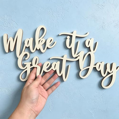 Wooden Make it a Great Day Sign for Backdrop, Inspirational Home Wall Art, Motivational Office & Classroom Quote,Farmhouse Hanging Decoration For Gallery Wall & Entryway
