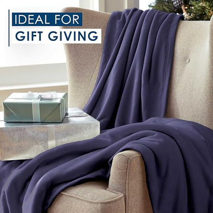 King Size Fleece Blanket | Comfy Supersoft Fleece Blanket – All-Season Light Weight Throw Blanket | Luxuriously Soft | Throw Blanket for Couch and Sofa | Machine Wash | Navy - color: Navy, size: King